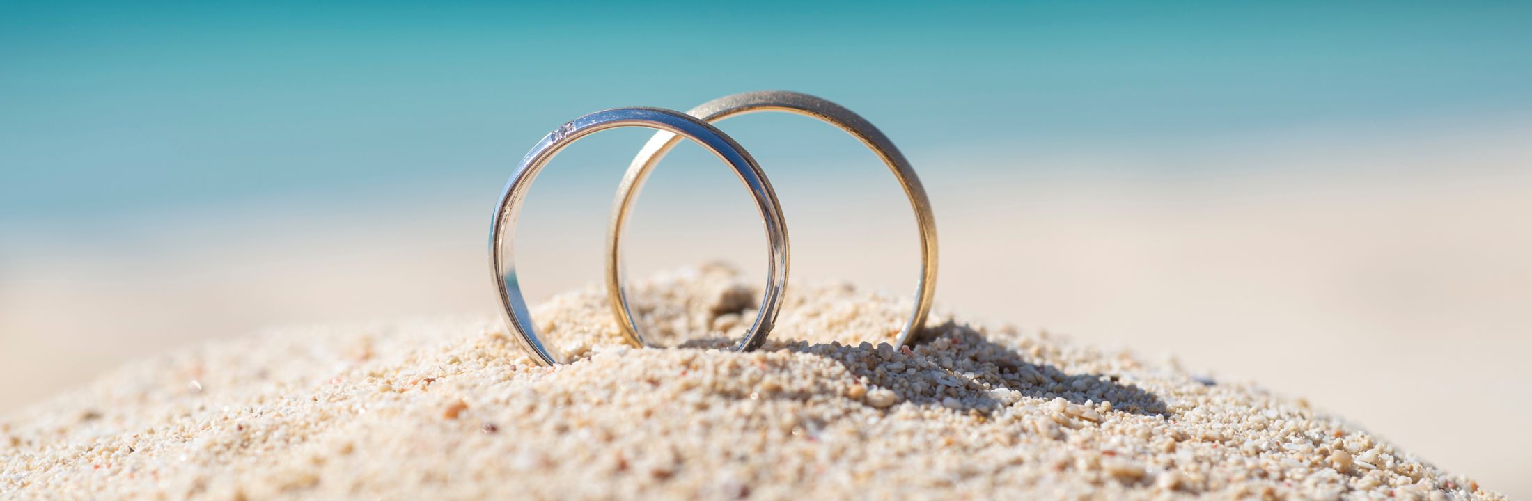 Wedding rings in the sand
