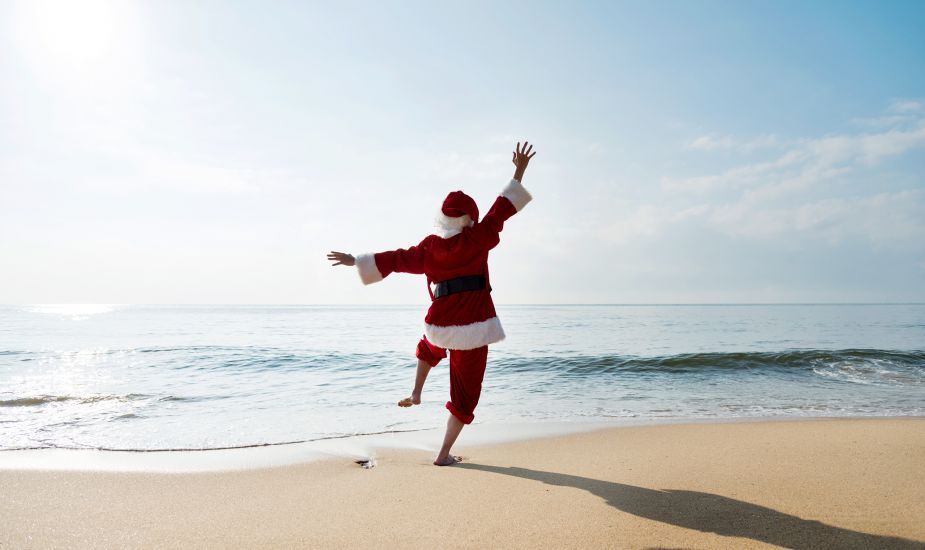Santa on a beach