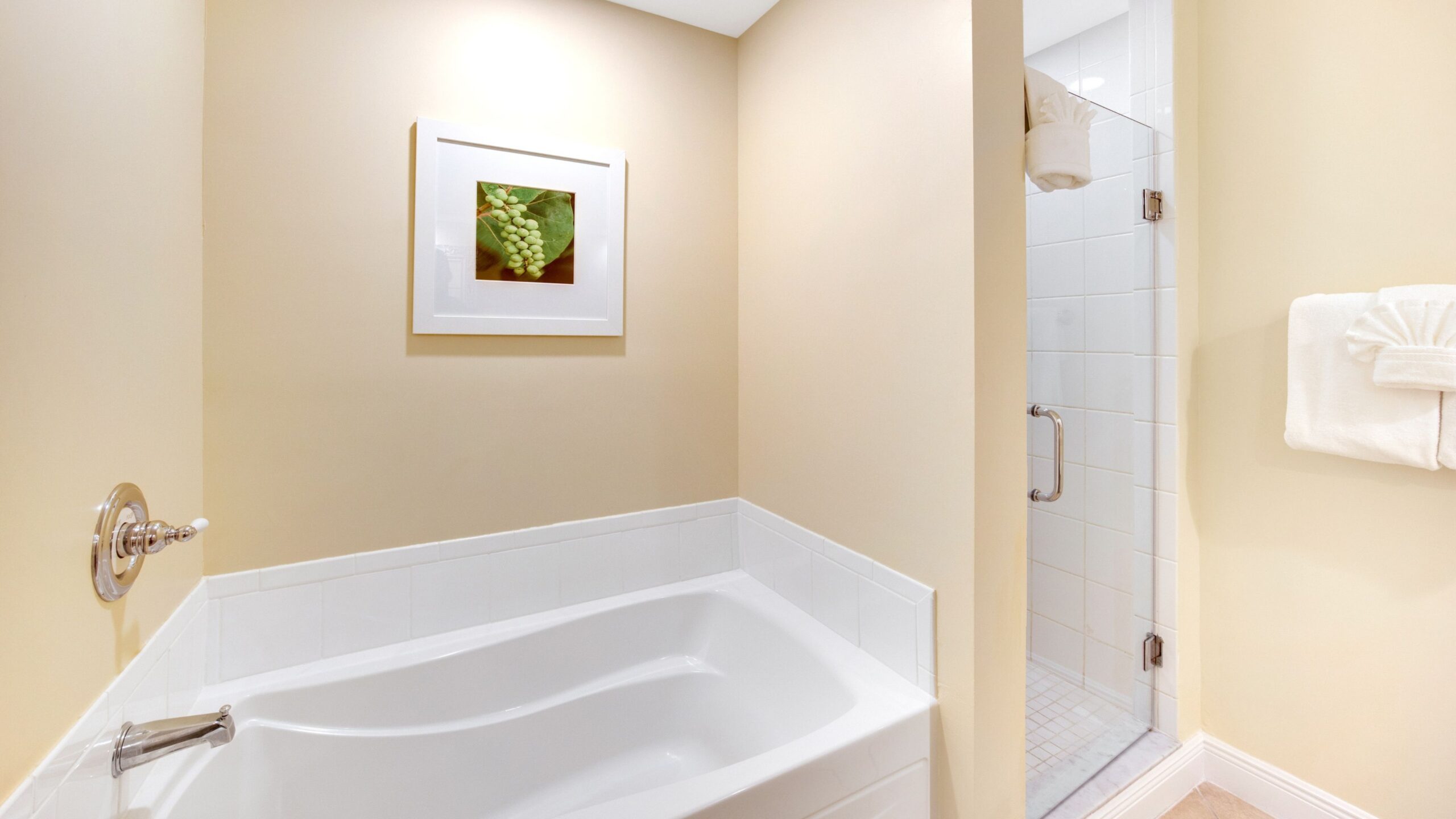 Bathroom of a Superior Double Queen Hotel Room at Tranquility Bay Beachfront Resort, in the Florida Keys.