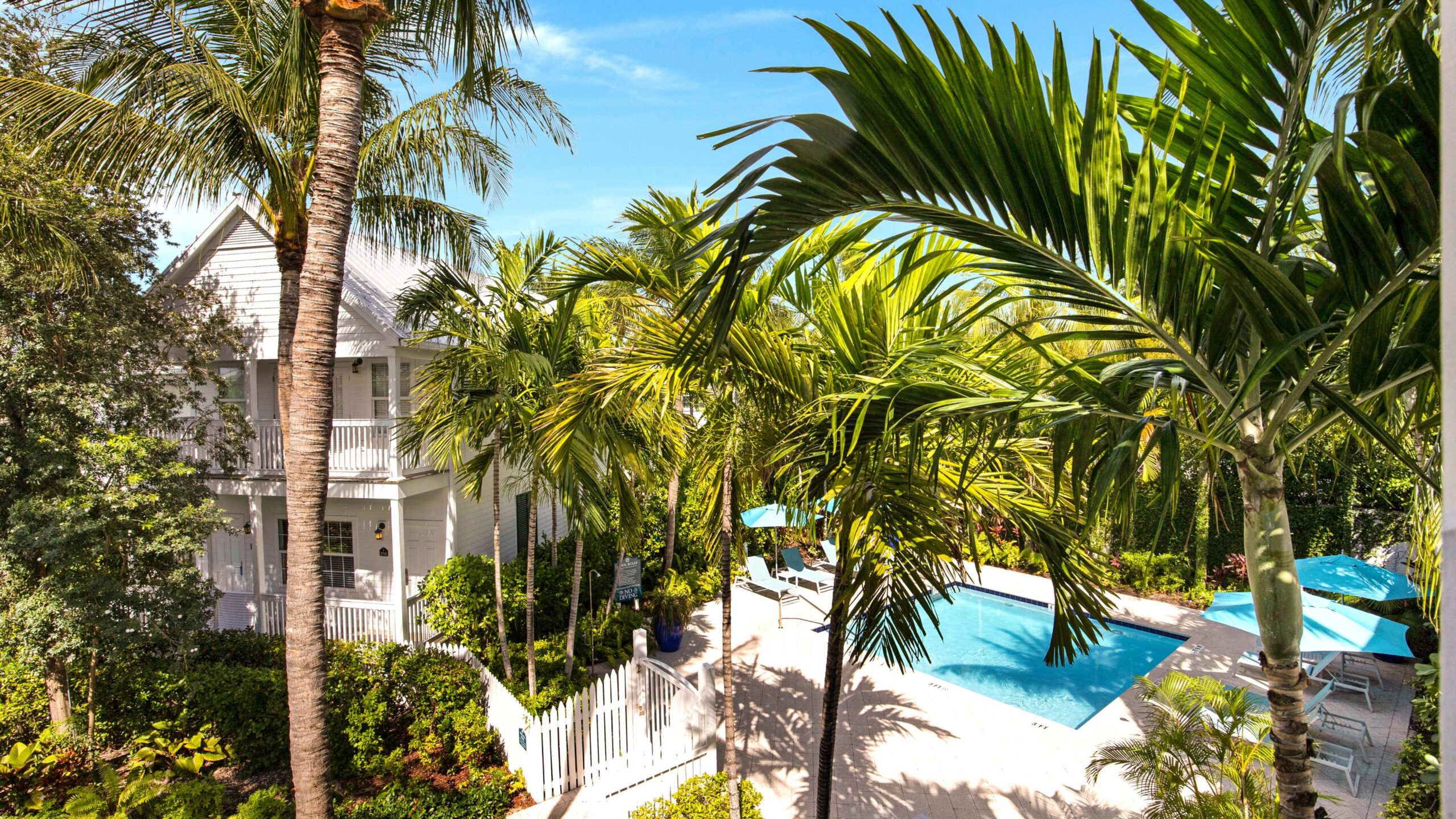 Poolside view from a Superior Double Queen Hotel Room at Tranquility Bay Beachfront Resort, in the Florida Keys.