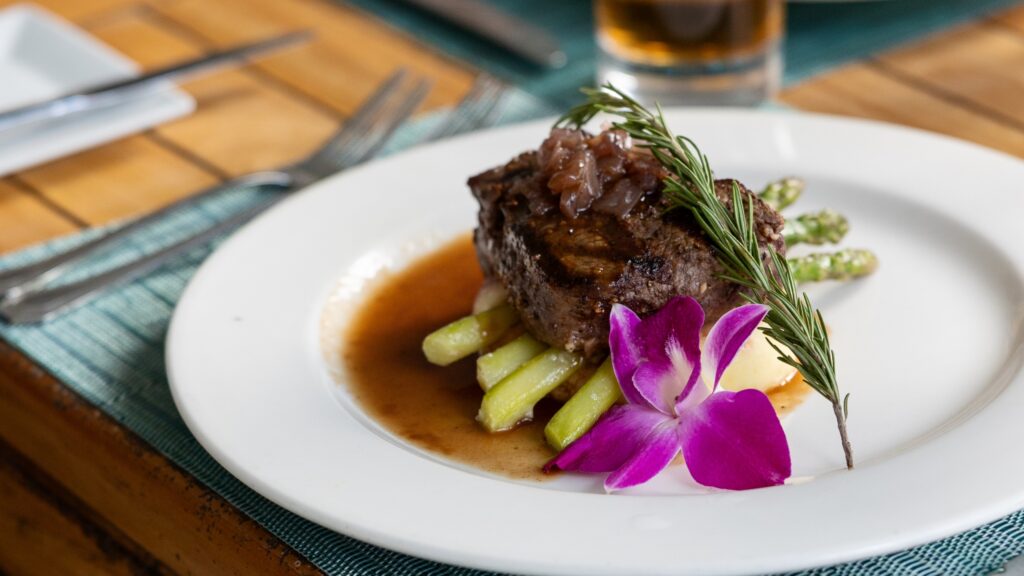 Dinner on the patio at Butterfly Cafe, at Tranquility Bay Beachfront Resort in the Florida Keys.