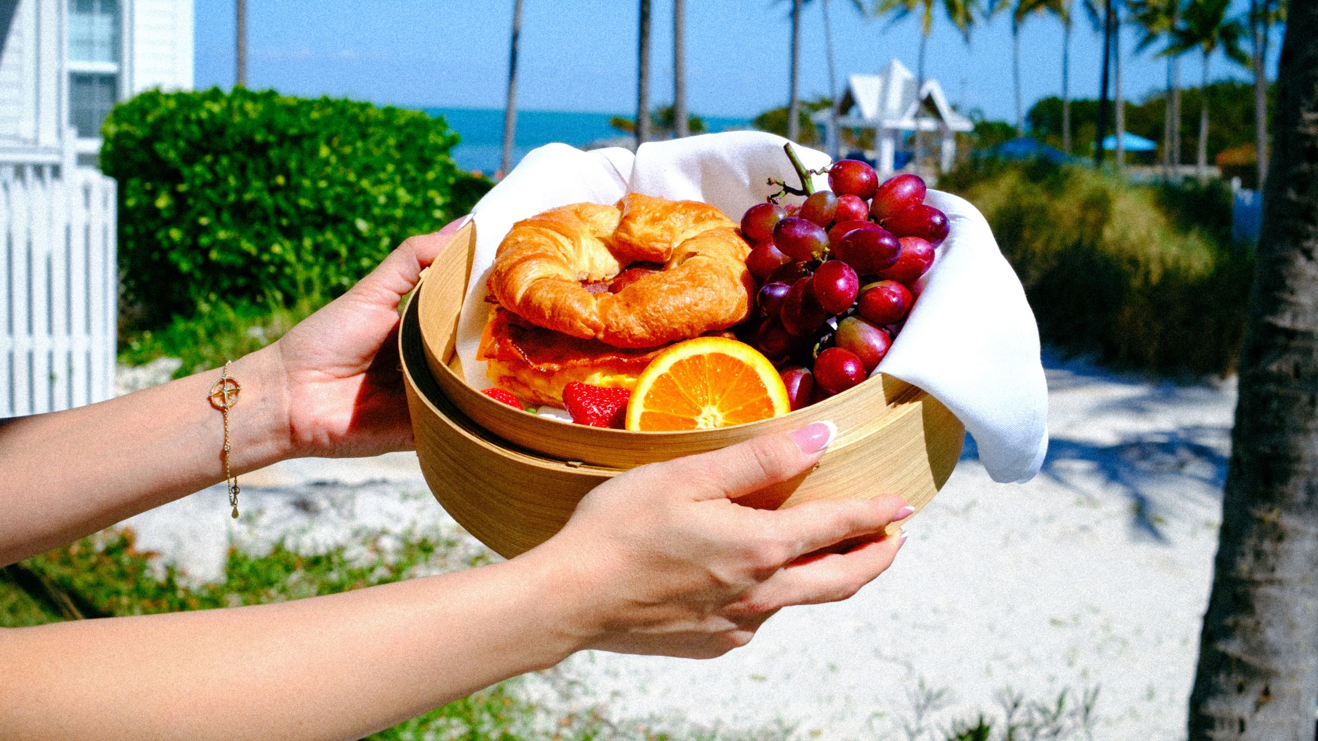In-room breakfast service at Tranquility Bay Beachfront Resort, in the Florida Keys.