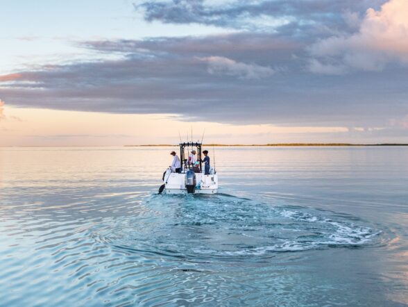 A fishing charter departing at sunrise in the Florida Keys.