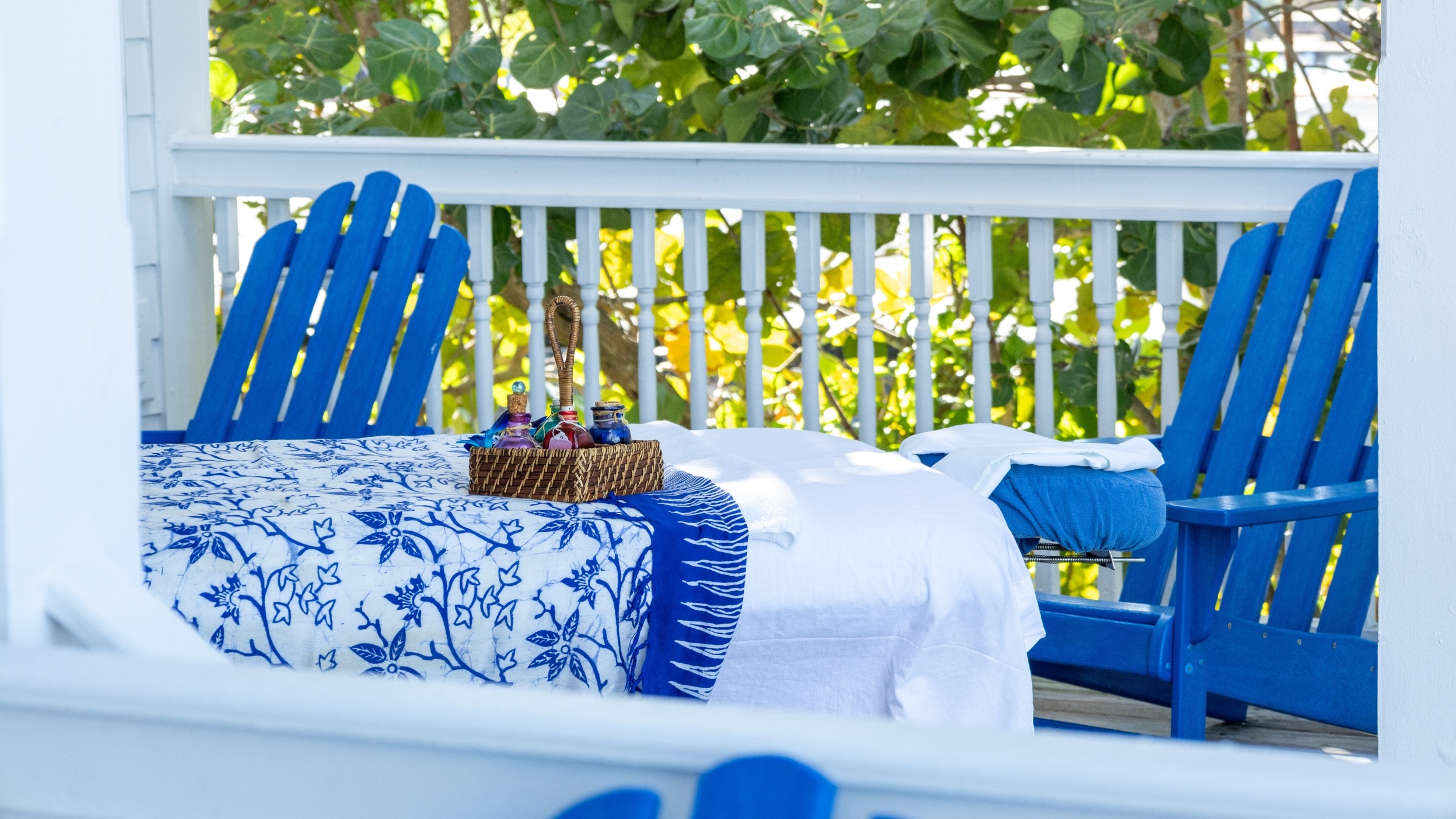 Patio massage setup at Tranquility Bay Beachfront Resort, in the Florida Keys.