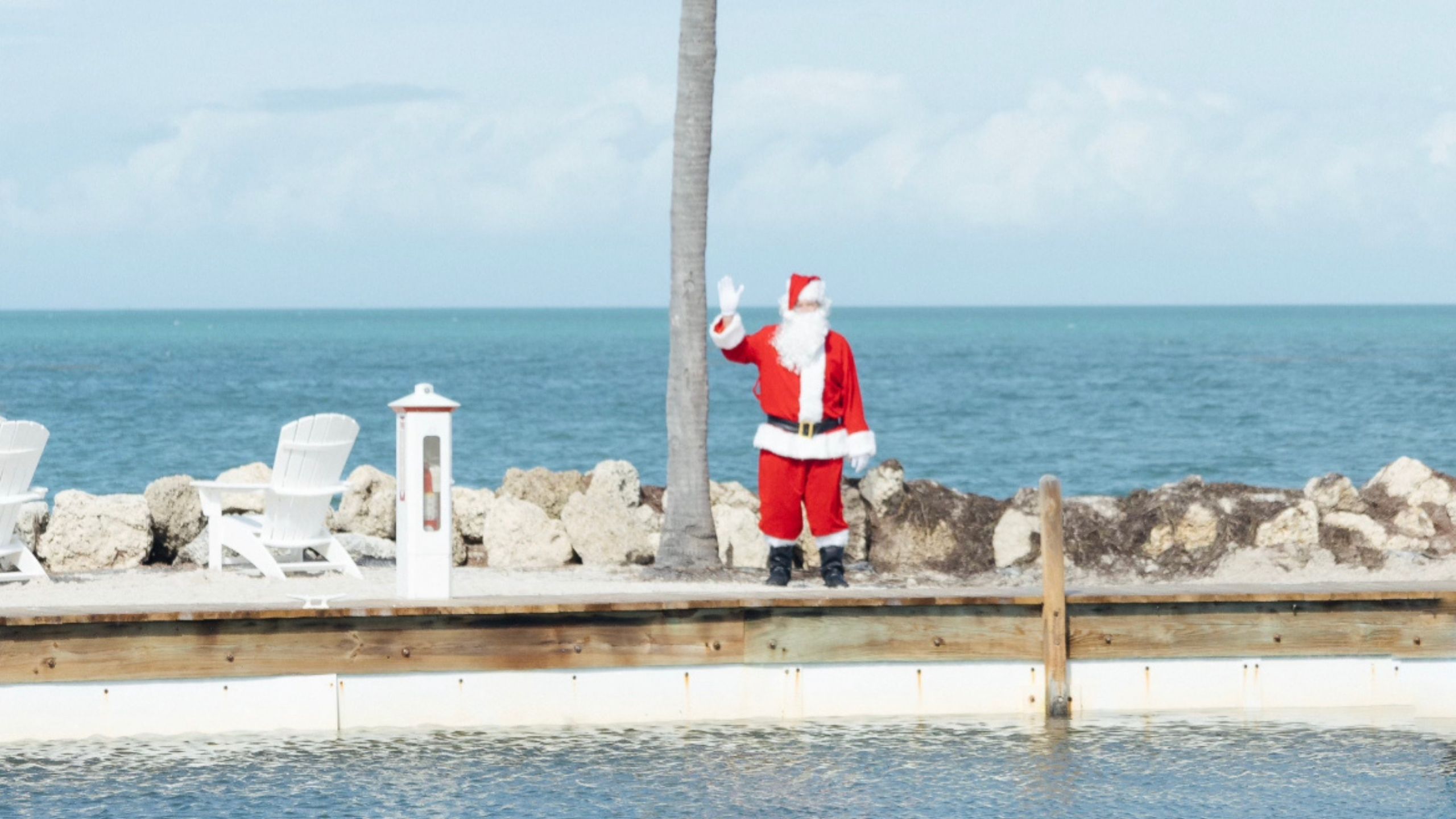 Santa at Tranquility Bay Beachfront Resort, in the Florida Keys.