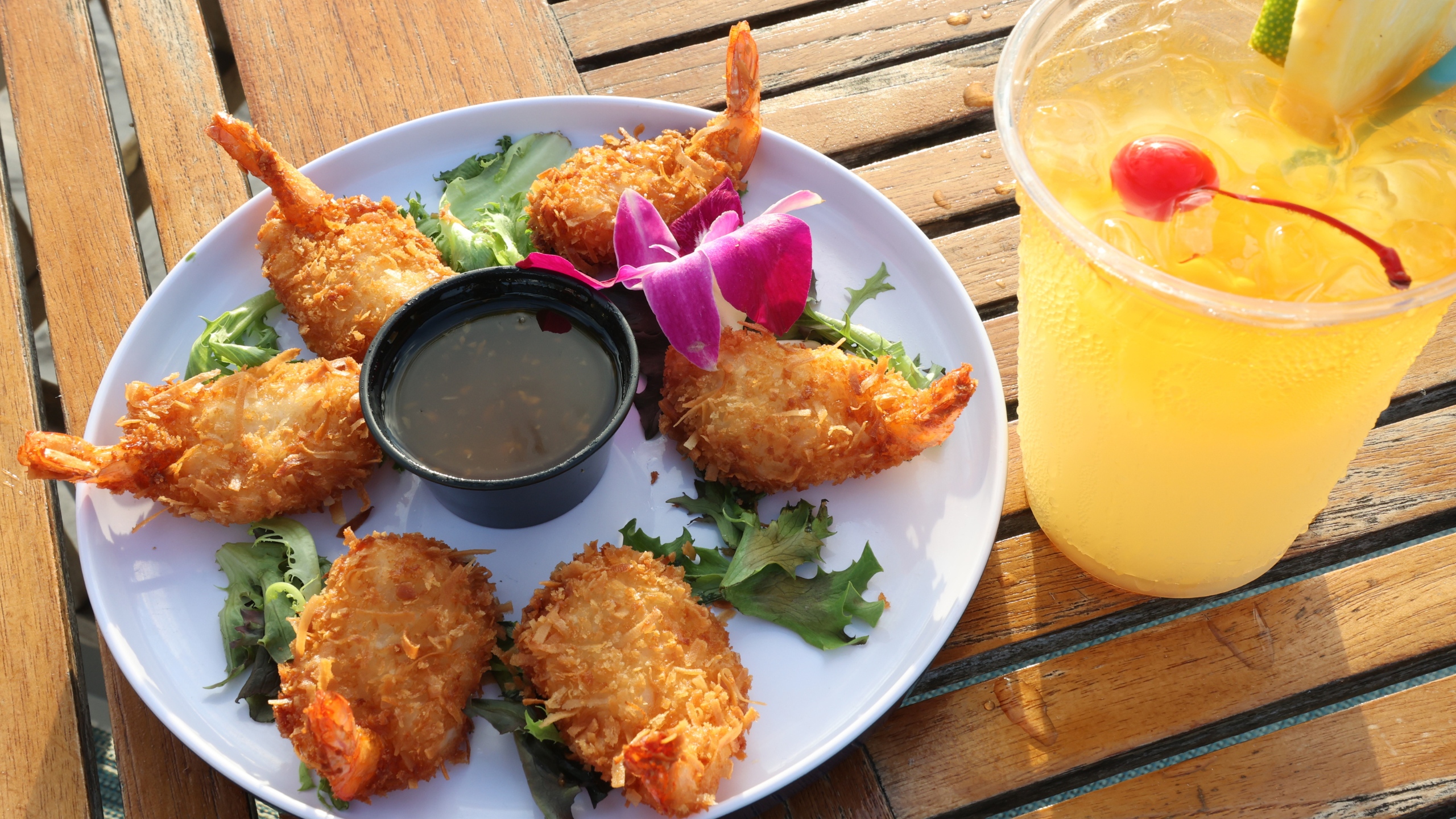 Coconut shrimp at TJ's Tiki Bar, Tranquility Bay Beachfront Resort in the Florida Keys.
