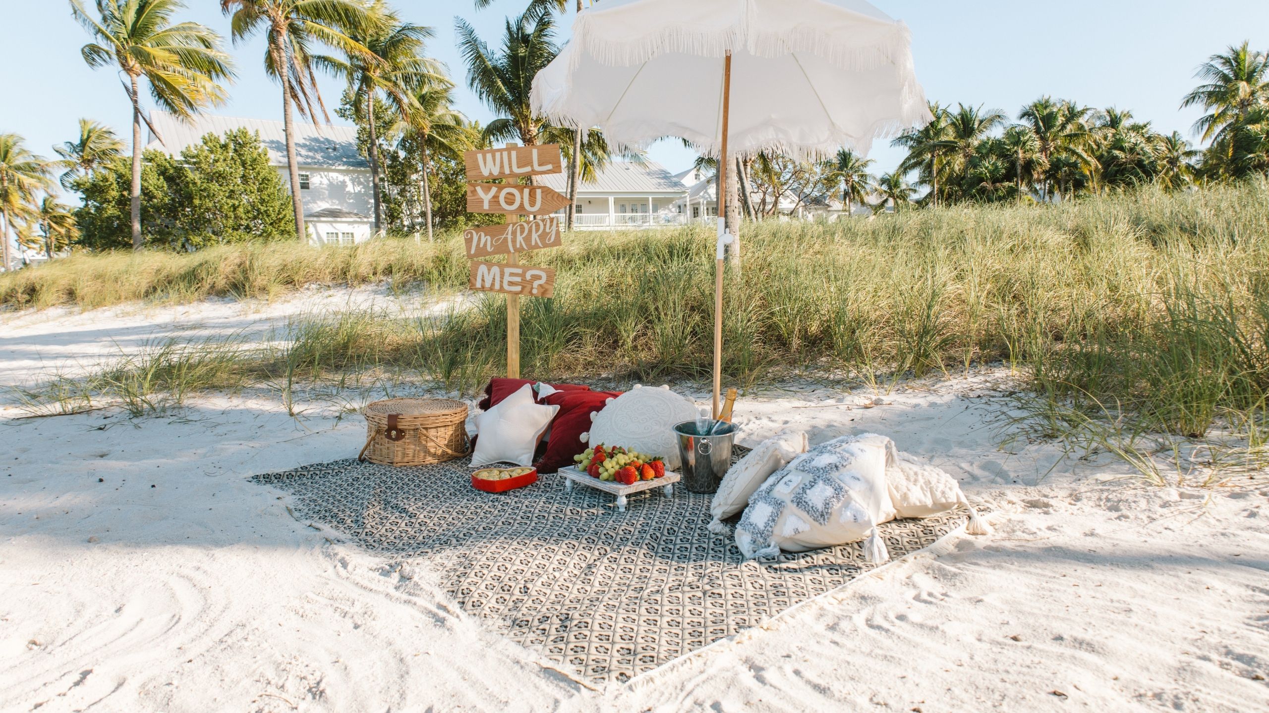Beach proposal package staging at Tranquility Bay Beachfront Resort, in Marathon, FL.
