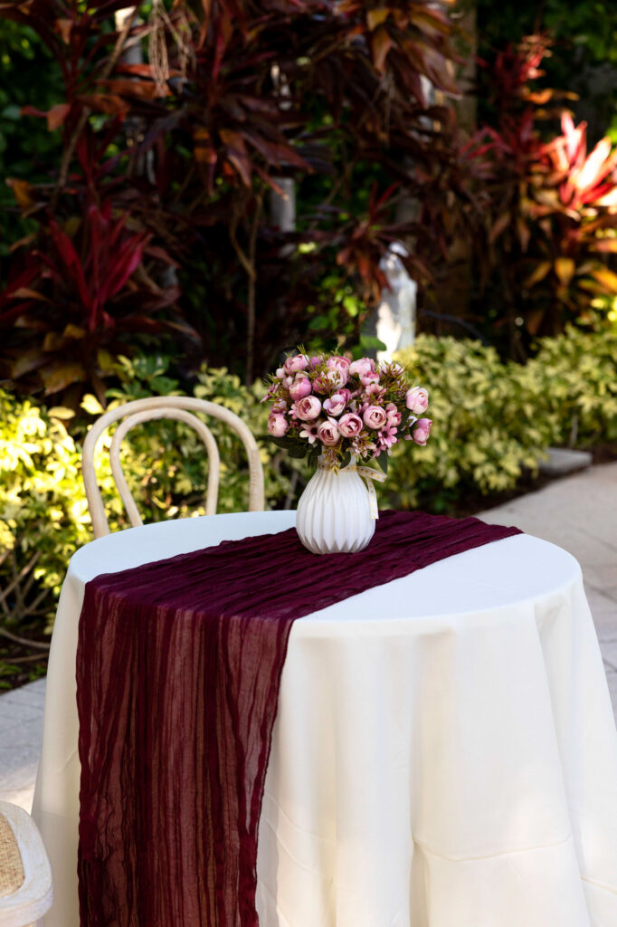 A table setup for a group event at Tranquility Bay Beachfront Resort, in the Florida Keys.