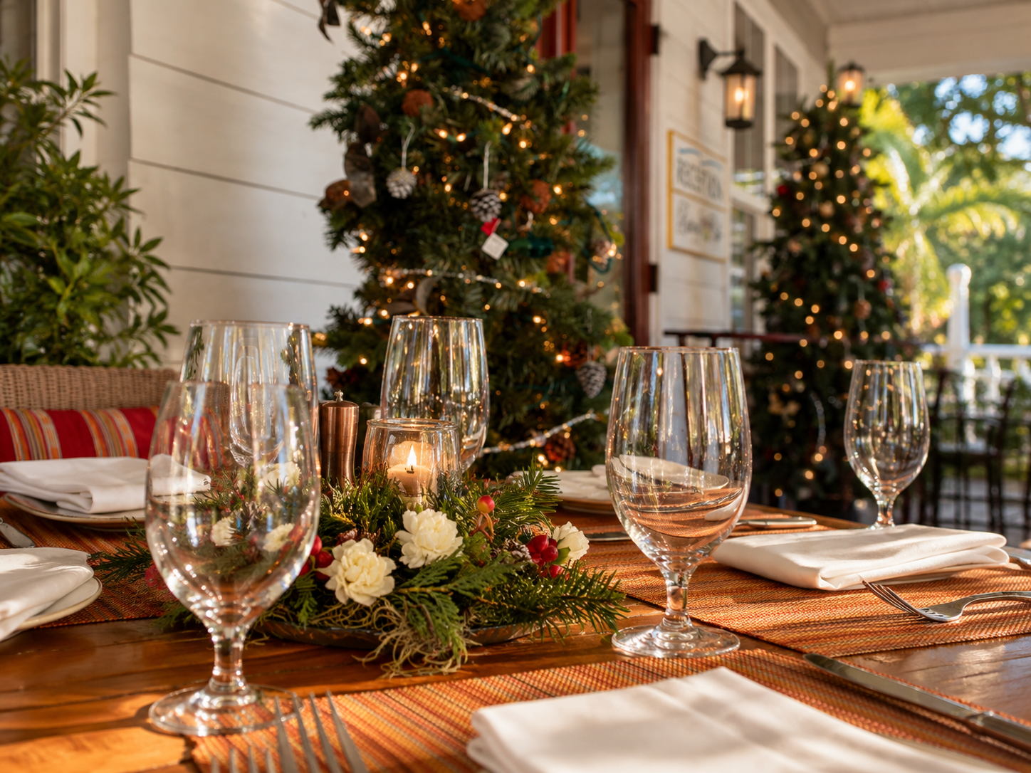 Christmas table setting at Butterfly Cafe